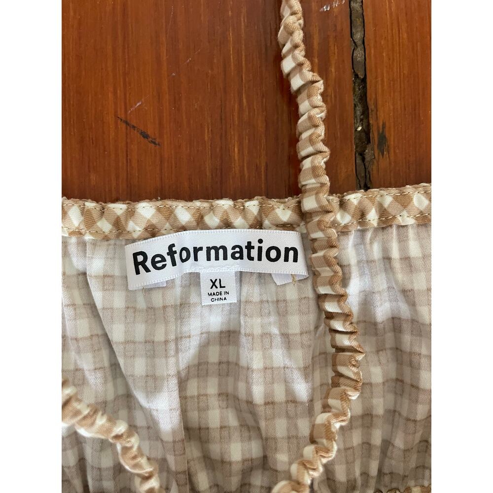 Reformation Kathleen NWT XL Gingham Sundress Organic Cotton Smocked Midi Dress - Picture 8 of 11